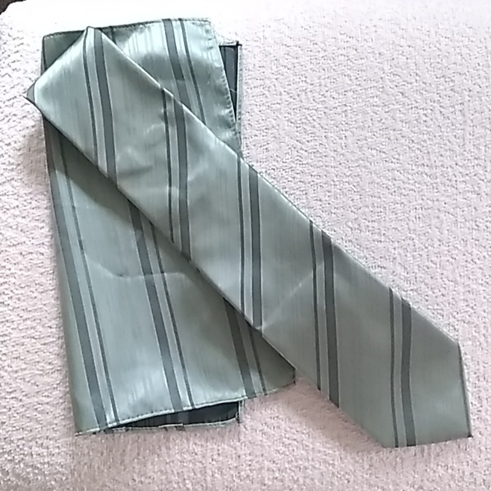 sea mist striped satin long tie set